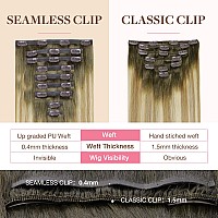 Goo Goo Clip In Hair Extensions Real Human Hair Remy Human Hair Extensions Clip Ins For Women Natural Human Hair 14Inch 130G