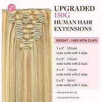 Goo Goo Clip In Hair Extensions Real Human Hair Remy Human Hair Extensions Clip Ins For Women Natural Human Hair 22Inch 150G