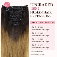 Goo Goo Clip In Hair Extensions Real Human Hair Remy Human Hair Extensions Clip Ins For Women Natural Human Hair 16Inch 150G