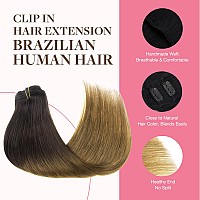 Goo Goo Clip In Hair Extensions Real Human Hair Remy Human Hair Extensions Clip Ins For Women Natural Human Hair 16Inch 150G