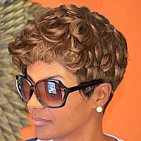 Aiweise Short Curly Wig Short Human Hair Wigs For Black Women Pixie Cut Wig Human Hair Short Brown Wig Natural Curly Hair Short