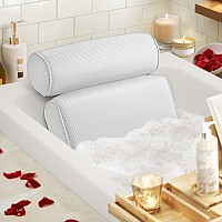 Luxstep Bath Pillow Bathtub Pillow With 6 Nonslip Suction Cups For Headneck And Back Support Extra Thick And Soft Air Mesh Sp