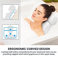 Luxstep Bath Pillow Bathtub Pillow With 6 Nonslip Suction Cups For Headneck And Back Support Extra Thick And Soft Air Mesh Sp