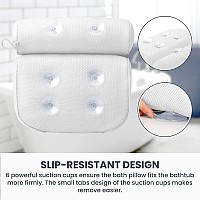 Luxstep Bath Pillow Bathtub Pillow With 6 Nonslip Suction Cups For Headneck And Back Support Extra Thick And Soft Air Mesh Sp