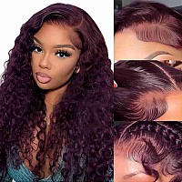 Hengrose 99J Burgundy Deep Wave Lace Front Wigs Human Hair 13X5 Hd Transparent Lace Frontal Wigs Glueless Human Hair For Black W