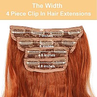 Msbelle Clip In Hair Extensions Clip Ins 20Inch Hair Extension Clips Copper Red Hair Extensions Synthetic Thick Hair Piece For W