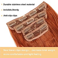 Msbelle Clip In Hair Extensions Clip Ins 20Inch Hair Extension Clips Copper Red Hair Extensions Synthetic Thick Hair Piece For W