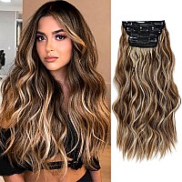 Msbelle Clip In Hair Extensions Clip Ins 20Inch Hair Extension Clips Dark Brown Hair Extensions Synthetic Thick Hair Piece For W