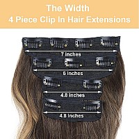 Msbelle Clip In Hair Extensions Clip Ins 20Inch Hair Extension Clips Dark Brownhair Extensions Synthetic Thick Hair Piece For Wo