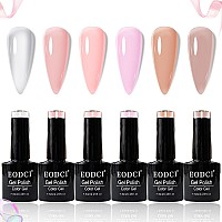 Eodci Jelly Neutral Gel Nail Polish Set 6 Colors Jelly Gel Polish Pastel Pink Nail Polish Gel Mocha Brown Nude Gel Nail Polish S