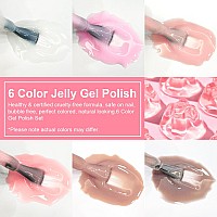 Eodci Jelly Neutral Gel Nail Polish Set 6 Colors Jelly Gel Polish Pastel Pink Nail Polish Gel Mocha Brown Nude Gel Nail Polish S