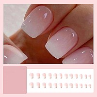 24 Pcs Press On Nails Sunjasmine Fake Nails With Designs Acrylic Nails False Nails With Nail Glue For Women Pink White Gradie