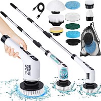 Electric Spin Scrubbercordless Cleaning Brush 9In1Replaceable Brush Head2 Rotat Speedshower Scrubber With Adjustable Detach