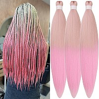 Leticia Blonde Pink Braiding Hair Pre Stretched Ombre Kanekalon Prestretched Human Braiding Hair Extensions Box Braids 26 Inch