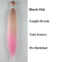 Leticia Blonde Pink Braiding Hair Pre Stretched Ombre Kanekalon Prestretched Human Braiding Hair Extensions Box Braids 26 Inch