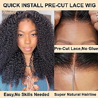 Nadula Pre Everything Glueless 13X4 Precut Lace Front Wig Human Hair Kinky Curly 1St Ever 0Glue Lace Frontal Wig With 3D Dome