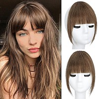 Lommel Clip In Bangs 100 Real Human Hair Pieces French Light Brown Fake Bangs Hair Clip On Bangs For Women Faux Bangs Clip In H