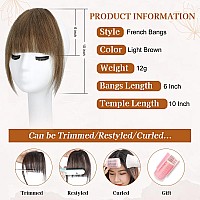 Lommel Clip In Bangs 100 Real Human Hair Pieces French Light Brown Fake Bangs Hair Clip On Bangs For Women Faux Bangs Clip In H