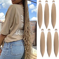 Gozill Ash Blonde Braiding Hair Pre Stretched Kanekalon Braiding Hair Extension 26 Inch Synthetic Fake Hair For Braiding Pack O