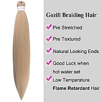 Gozill Ash Blonde Braiding Hair Pre Stretched Kanekalon Braiding Hair Extension 26 Inch Synthetic Fake Hair For Braiding Pack O