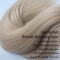 Gozill Ash Blonde Braiding Hair Pre Stretched Kanekalon Braiding Hair Extension 26 Inch Synthetic Fake Hair For Braiding Pack O