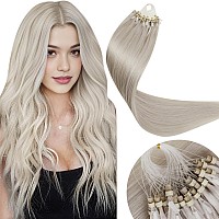 Laavoo Micro Link Hair Extensions Human Hair Platinum Blonde Micro Loop Hair Extensions Real Human Hair Blonde Remy Straight Sec