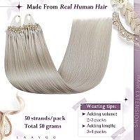 Laavoo Micro Link Hair Extensions Human Hair Platinum Blonde Micro Loop Hair Extensions Real Human Hair Blonde Remy Straight Sec