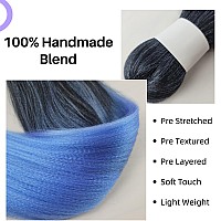 Gozill Blue Ombre Braiding Hair Pre Stretched Kanekalon Box Braiding Hair Extension 26 Inch 6 Packs Black Lake Blue