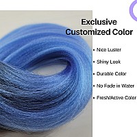 Gozill Blue Ombre Braiding Hair Pre Stretched Kanekalon Box Braiding Hair Extension 26 Inch 6 Packs Black Lake Blue