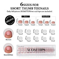 Btartboxnails Xcoattips Toe Nail Tips Short French Tip Toenail Press Ons 160Pcs Brown Soft Gel Toe Nail Tips Soak Off Press