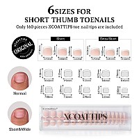 Btartboxnails Xcoattips Toe Nail Tips Short French Toenails Press On 160Pcs Nude Soft Gel Toe Nail Tips French Glue On Toe N