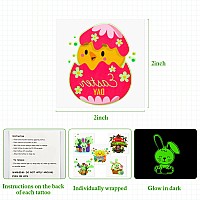 Easter Tattoos For Kids Bulk 144Pcs Glow In Dark Bunny Temporary Tattoo Individually Wrapped 2 Inch Nontoxic Tats Stickers For