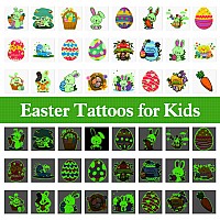 Easter Tattoos For Kids Bulk 144Pcs Glow In Dark Bunny Temporary Tattoo Individually Wrapped 2 Inch Nontoxic Tats Stickers For