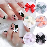 200 Pcs Bows Nails Charms Pink Bows 3D Nails Charms Resin Bow Nail Rhinestones Flatback Bow Nail Stud Supply Bowknot Charms For