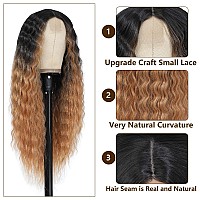 Instastyle 30 Inch Long Curly Synthetic Wigs For Black Women Skunk Deep Wave Wig Black Wig With Mix Blonde Highlights Side Part