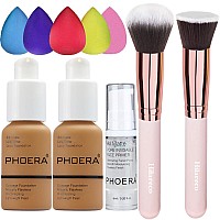 Phoera Foundation Makeup For Wome Full Coverage Foundation Setface Primer Foundation Brush Powder Brush5 Makeup Sponge30Ml Ph