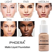 Phoera Foundation Makeup For Wome Full Coverage Foundation Setface Primer Foundation Brush Powder Brush5 Makeup Sponge30Ml Ph