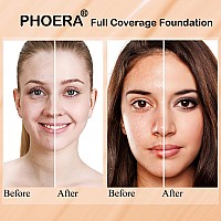 Phoera Foundation Makeup For Wome Full Coverage Foundation Setface Primer Foundation Brush Powder Brush5 Makeup Sponge30Ml Ph