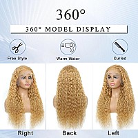 Mugohk Honey Blonde Curly Wig Human Hair 13X4 Blonde Deep Wave Hd Lace Front Wigs Pre Plucked With Baby Hair 27 Color Blonde Wa