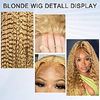 Mugohk Honey Blonde Curly Wig Human Hair 13X4 Blonde Deep Wave Hd Lace Front Wigs Pre Plucked With Baby Hair 27 Color Blonde Wa