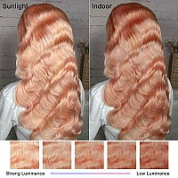 Pink Blonde Lace Front Wig Human Hair 26 Inch 13X4 Hd Lace Rose Gold Human Hair Wigs Pre Plucked Peachy Blonde Colored Wig Human