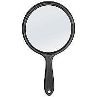 D Double Sided Mirror Handheld Mirror With Handle Makeup Mirror 1X 2X Magnifying Mirror Rounded Shape Hand Mirror Black