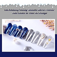 Allstarry Silver Chrome Nail Powder 2Pcs Metallic Royal Blue Mirror Effect Dust Glitter Glazed Manicure Decoration Reflective Pi