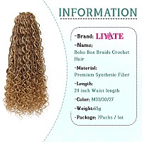 Liyate Goddess Crochet Braids 24 Inch 7 Packs Boho Box Braids Crochet Hair With Curly Ends Pre Looped Pre Twisted Unique Brown