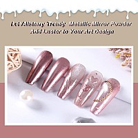 Allstarry Chrome Nail Powder 2Pcs Metallic Mirror Effect Dust Glitter Glazed Manicure Decoration Reflective Pigment For Gel Poli