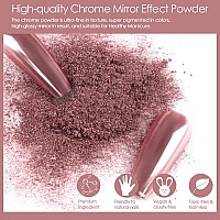 Allstarry Chrome Nail Powder 2Pcs Metallic Mirror Effect Dust Glitter Glazed Manicure Decoration Reflective Pigment For Gel Poli