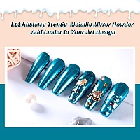 Allstarry Chrome Nail Powder 2Pcs Metallic Mirror Effect Dust Glitter Glazed Manicure Decoration Reflective Pigment For Gel Poli