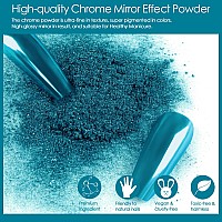 Allstarry Chrome Nail Powder 2Pcs Metallic Mirror Effect Dust Glitter Glazed Manicure Decoration Reflective Pigment For Gel Poli