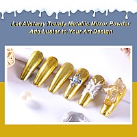 Allstarry Chrome Nail Powder 2Pcs Metallic Mirror Effect Dust Glitter Glazed Manicure Decoration Reflective Pigment For Gel Poli