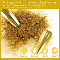 Allstarry Chrome Nail Powder 2Pcs Metallic Mirror Effect Dust Glitter Glazed Manicure Decoration Reflective Pigment For Gel Poli